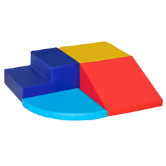 Qaba Foam Play Set for Toddlers and Children, Easy-to-clean 4 Piece Soft & Safe Kids Climbing Set for Crawling or Sliding, Multicolor