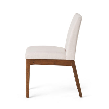 Set of 2 Contemporary Dining Chairs - Upholstered Seat and Backrest, Rubberwood Legs, Walnut + Light Beige (same sku: 58924.00WNT / N759P288155K) image 8