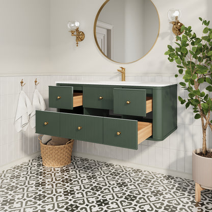 48" Wall Mounted & Floating Single Green Bathroom Vanity with Sink image 2