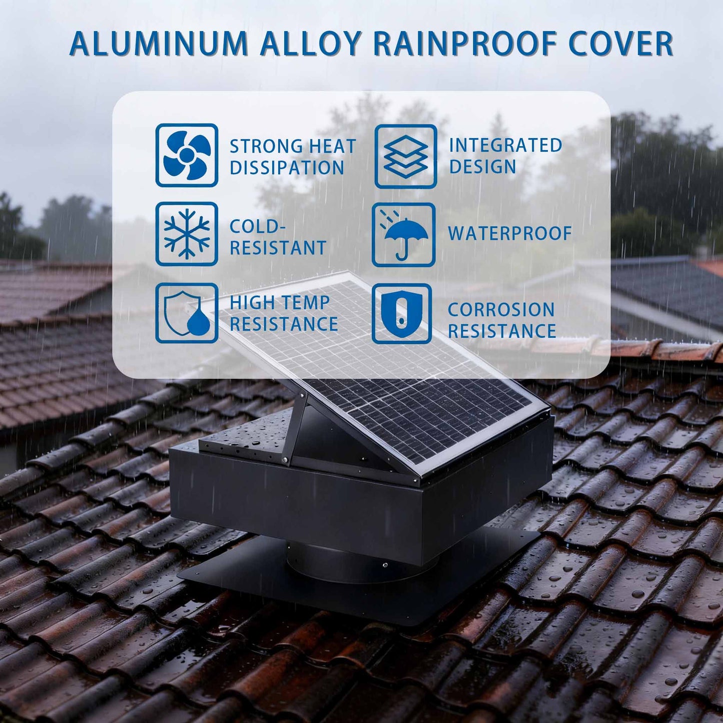 12" Solar Roof Vent Fan,40W Dual Power Attic Exhaust Fan with 3-Speed Remote & 25°C Auto Start,1200 CFM,MPPT Controller Solar Ventilator image 3