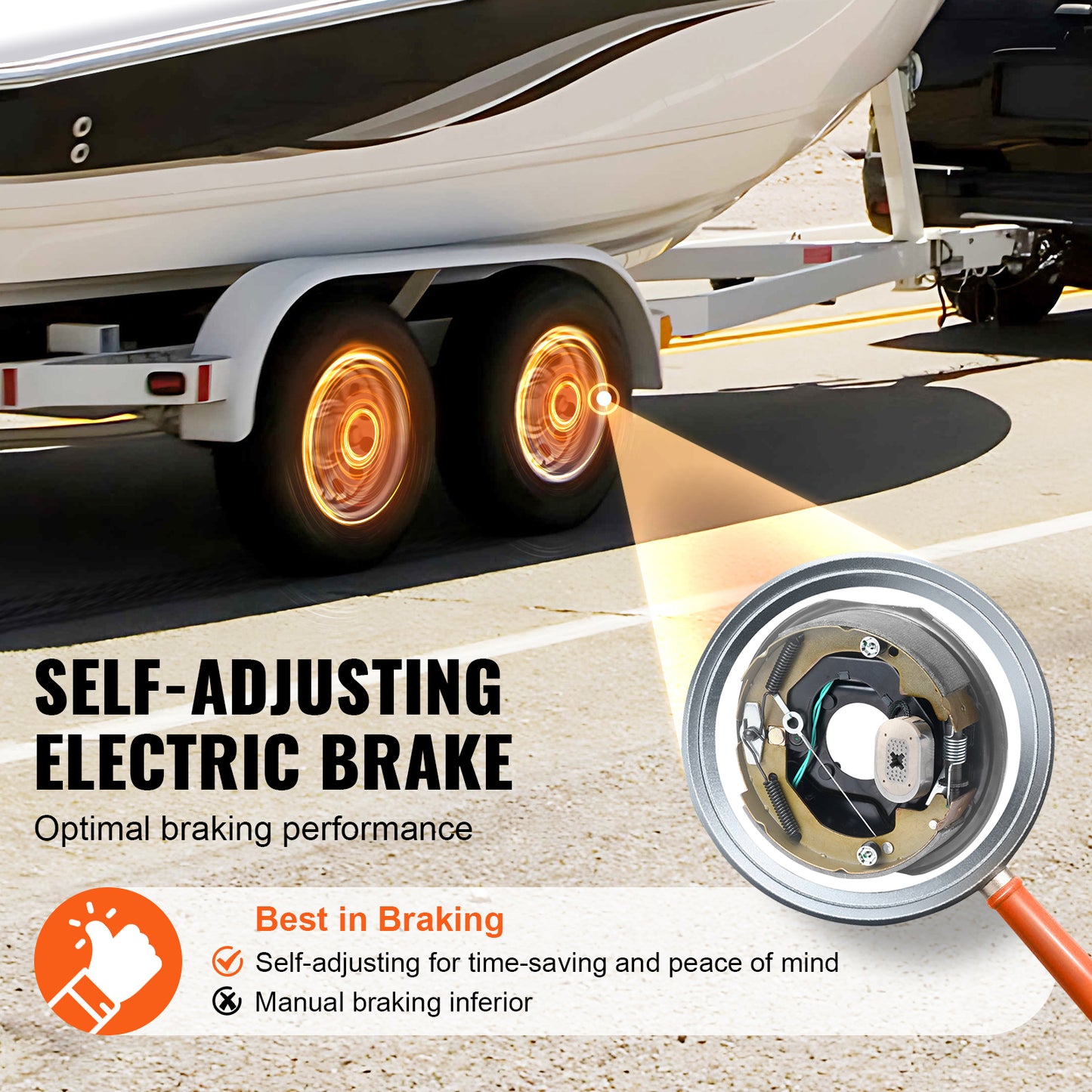 Electric Trailer Brake Assembly, 10" x 2.25", 1 Pair Self-Adjusting Electric Brakes Kit for 3500 lbs Axle, 4-Hole Mounting, Backing Plates for Brake System Part Replacement (1 Right + 1 Left) image 8