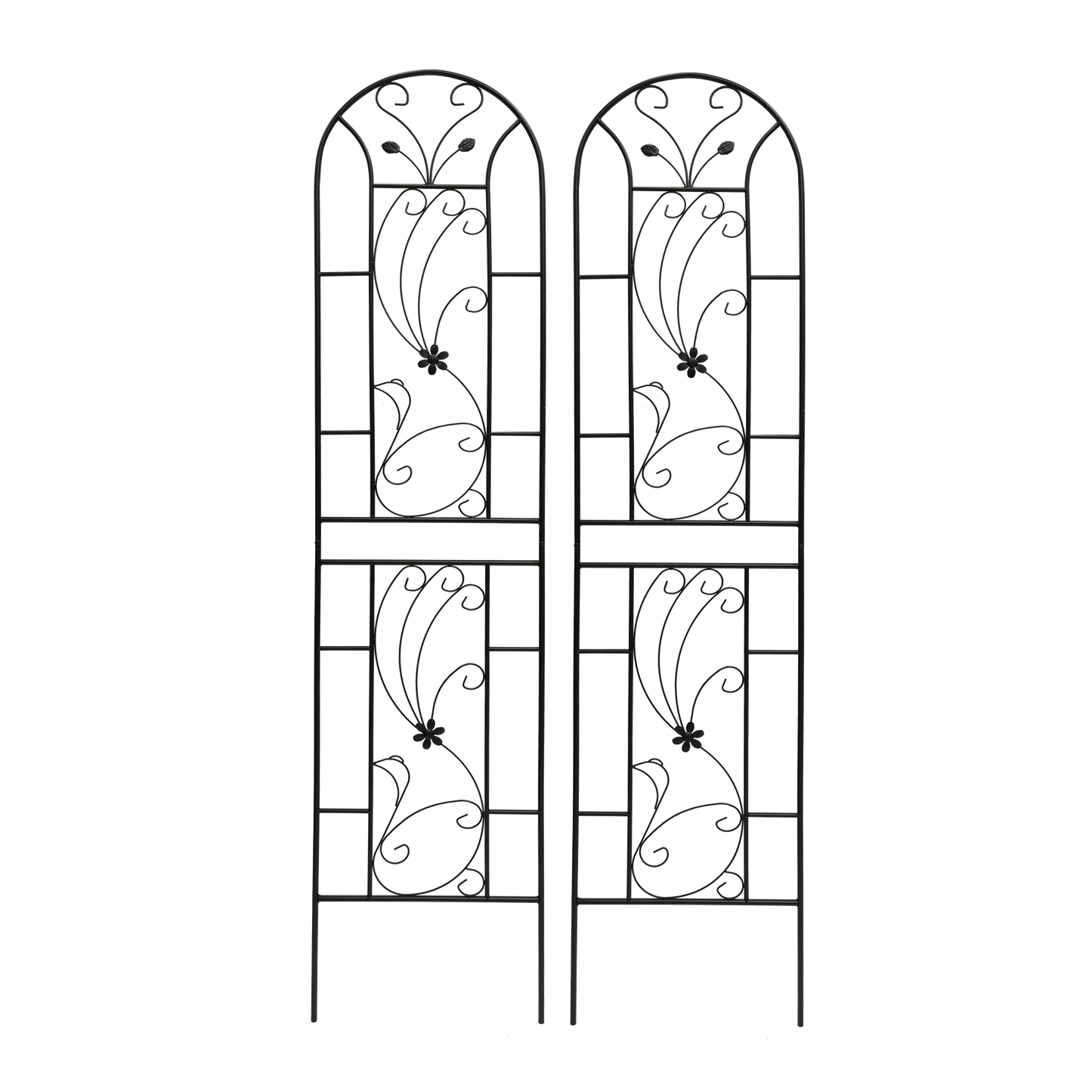 4 Pack Metal Garden Trellis 86.7" x 19.7" Rustproof Trellis for Climbing Plants Outdoor Flower Support Peacock Style Black image 10
