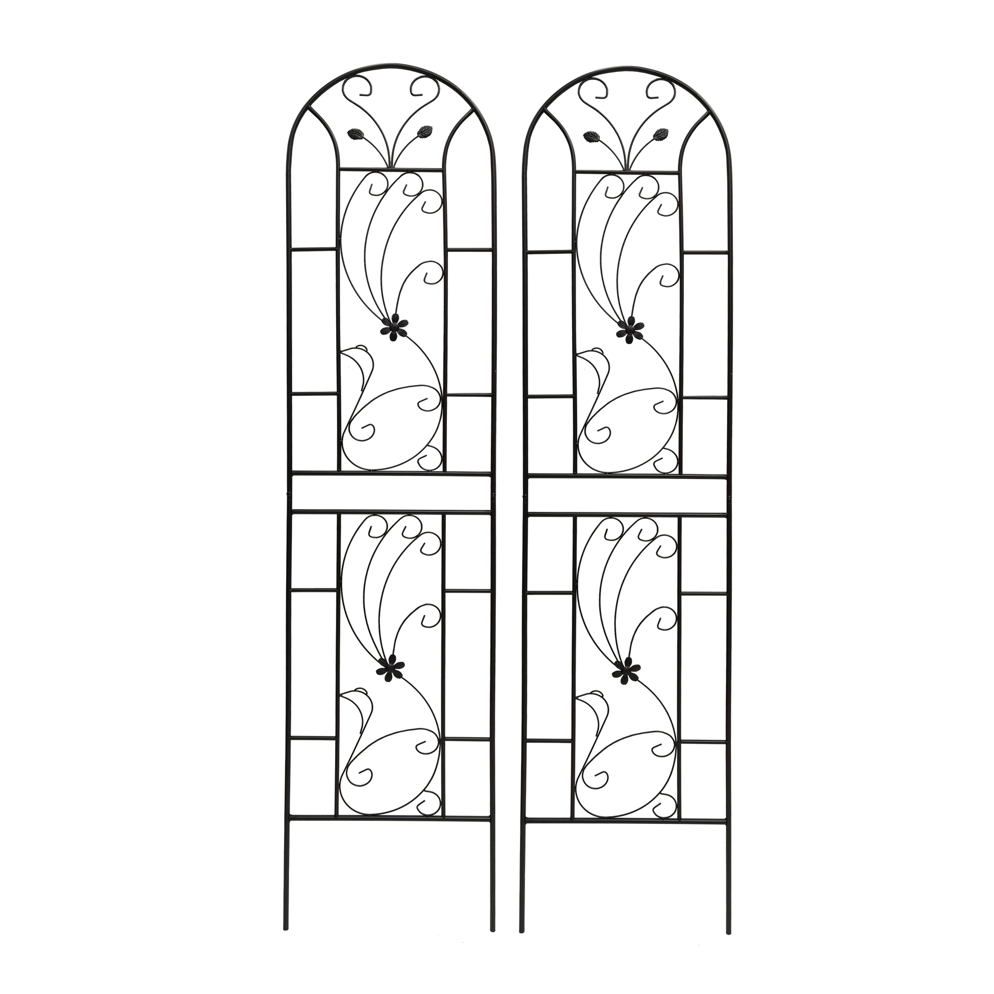 4 Pack Metal Garden Trellis 86.7" x 19.7" Rustproof Trellis for Climbing Plants Outdoor Flower Support Peacock Style Black image 10