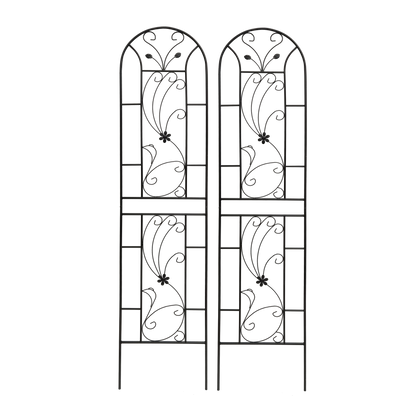 4 Pack Metal Garden Trellis 86.7" x 19.7" Rustproof Trellis for Climbing Plants Outdoor Flower Support Peacock Style Black image 10