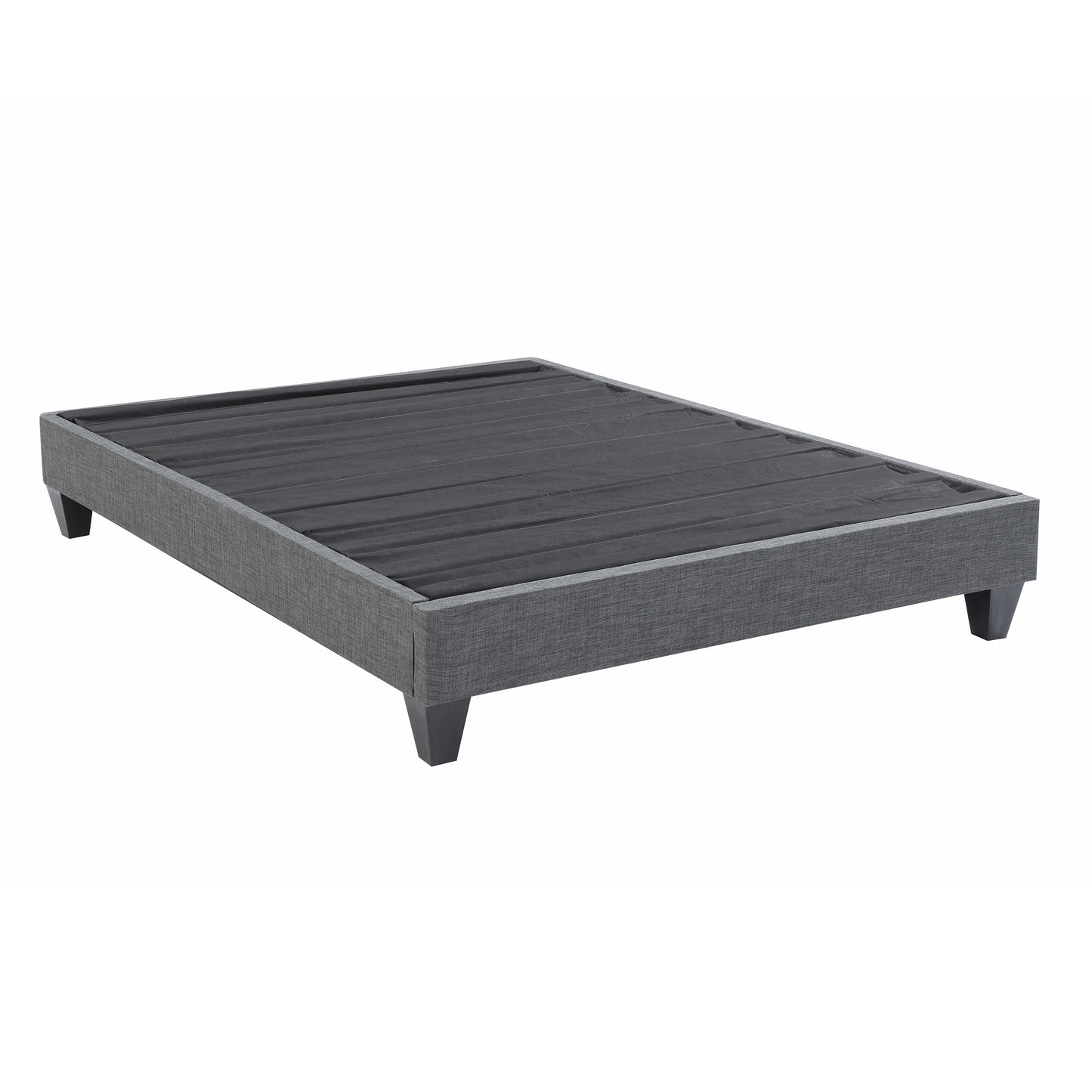 Contemporary Grey Upholstered Platform Bed, Polyester Fabric Bed Frame, Reinforced Support Geometric Foot Platform Bed No Box Spring Needed, Easy Assembly,Full image 8