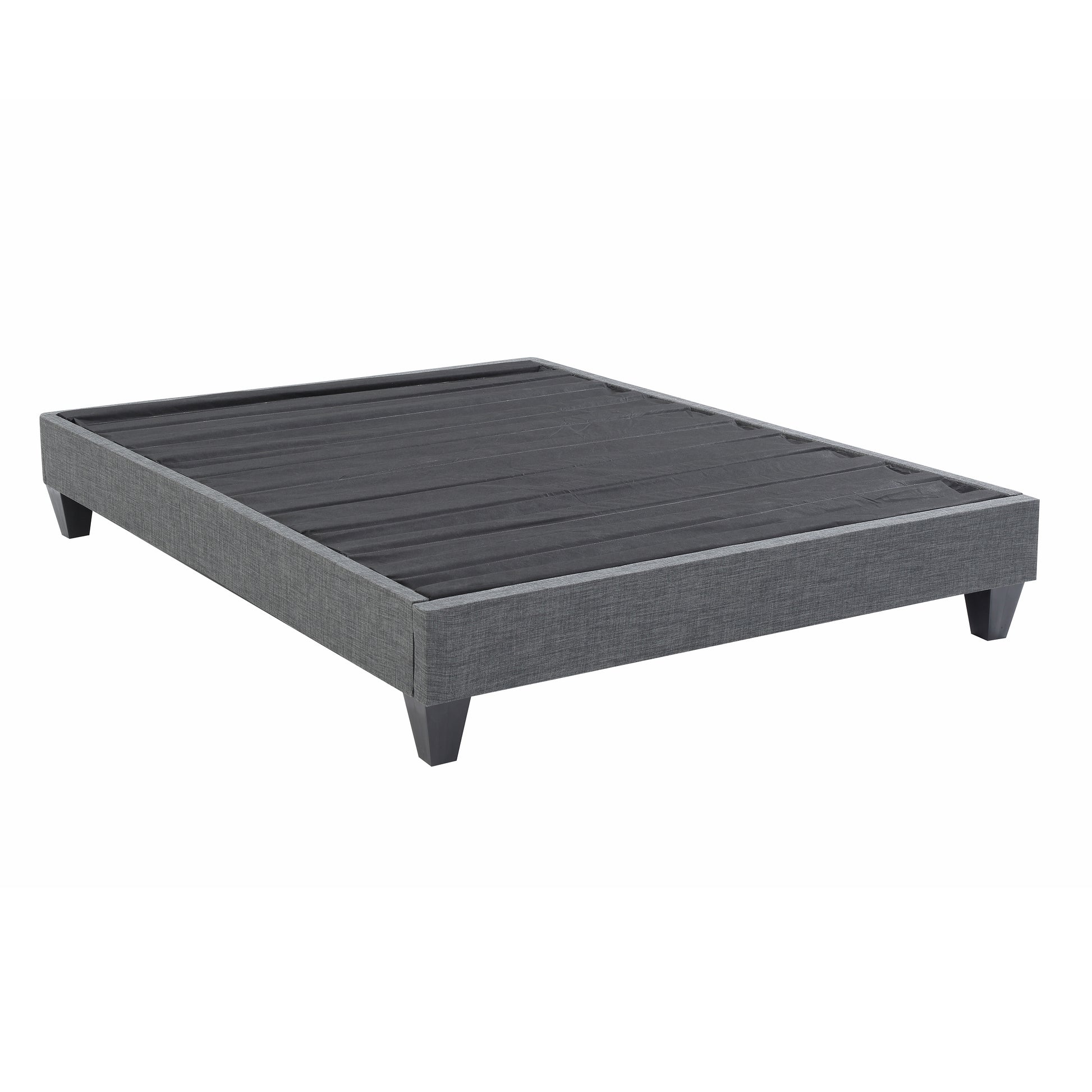 Contemporary Grey Upholstered Platform Bed, Polyester Fabric Bed Frame, Reinforced Support Geometric Foot Platform Bed No Box Spring Needed, Easy Assembly,Full image 8