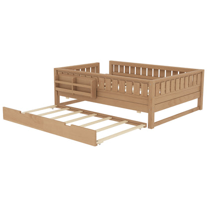 Full with built-in bookshelves and small staircase, high-quality safety rails, and Trundle,Natural image 12