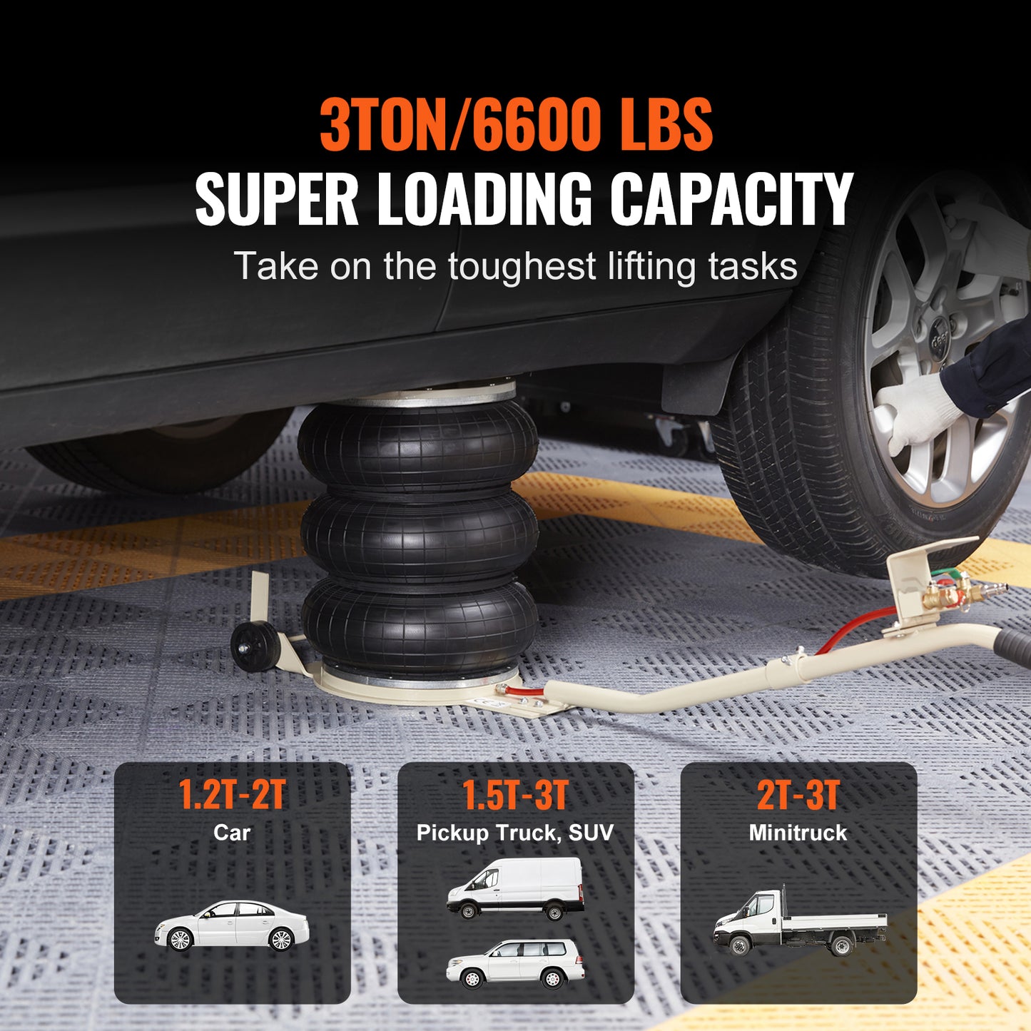 Triple Bag Air Jack 3 Ton/6600 lbs Pneumatic Jack for Car SUV Lifting image 9