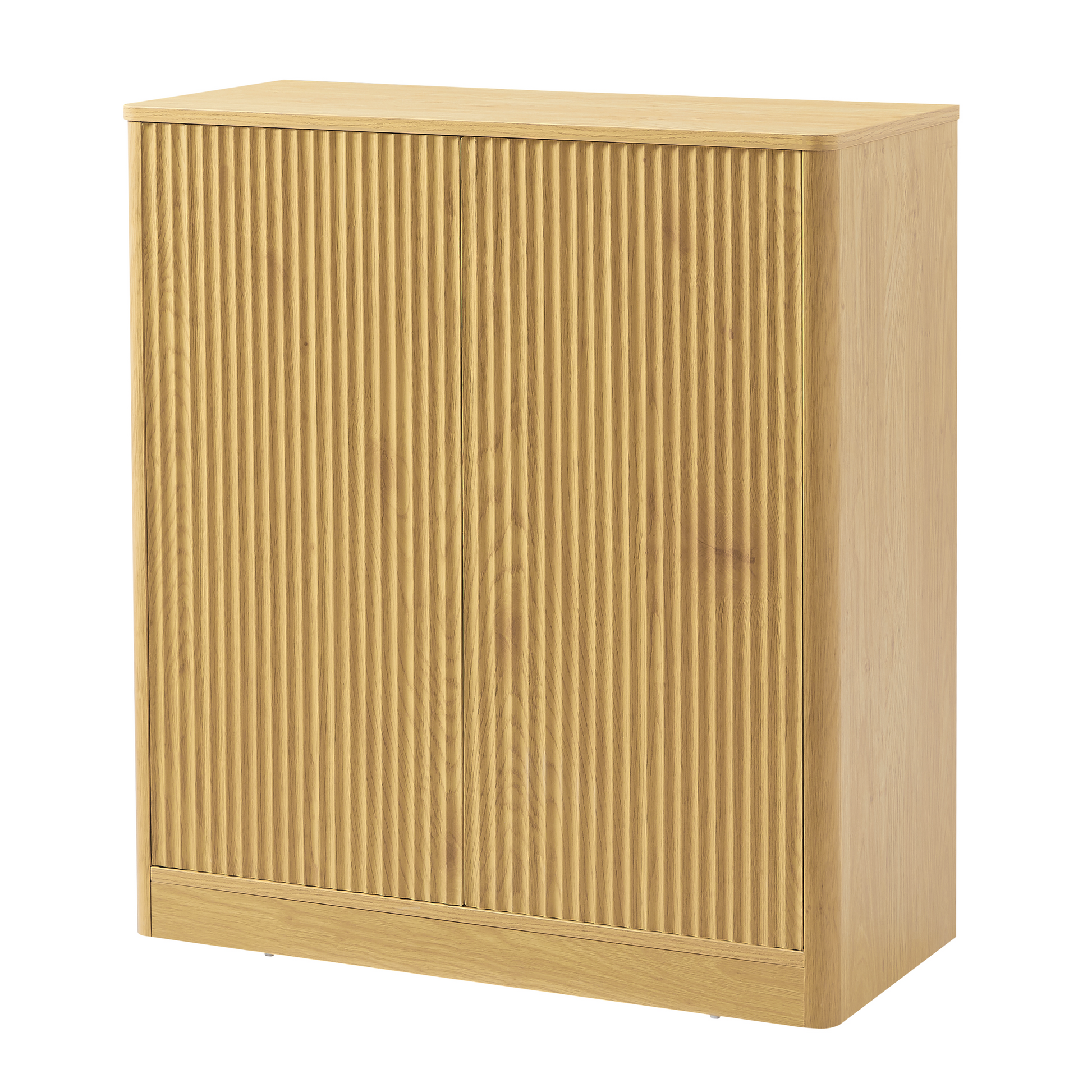 34.3" modern wavy sideboard, curved contour design storage cabinet, 2-door cabinet with storage function, suitable for kitchen/bedroom/living room, Natural, 34.3"L x 15.7"W x 34.3"H image 1