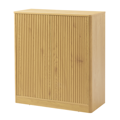 34.3" modern wavy sideboard, curved contour design storage cabinet, 2-door cabinet with storage function, suitable for kitchen/bedroom/living room, Natural, 34.3"L x 15.7"W x 34.3"H image 1
