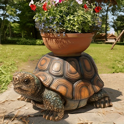 18" Garden Turtle Statue Stool, Simulated Animal Resin Sculpture, Multi-Purpose Decorative Stool for Living Room, Balcony, Office, Garden, Courtyard & Lawn image 2