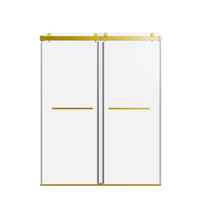 For 56-60 inches * 76 inches Frameless Double Sliding Shower Door in Brushed Gold, 3/8 inches (10mm) Thick SGCC Tempered Glass Door, Reversible Installation, No Soft-Close image 10