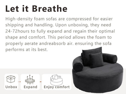 Round Sofa Bed with Memory Foam Sectional Couches for Living Room, Cloud Couch with three pillows, Black image 10