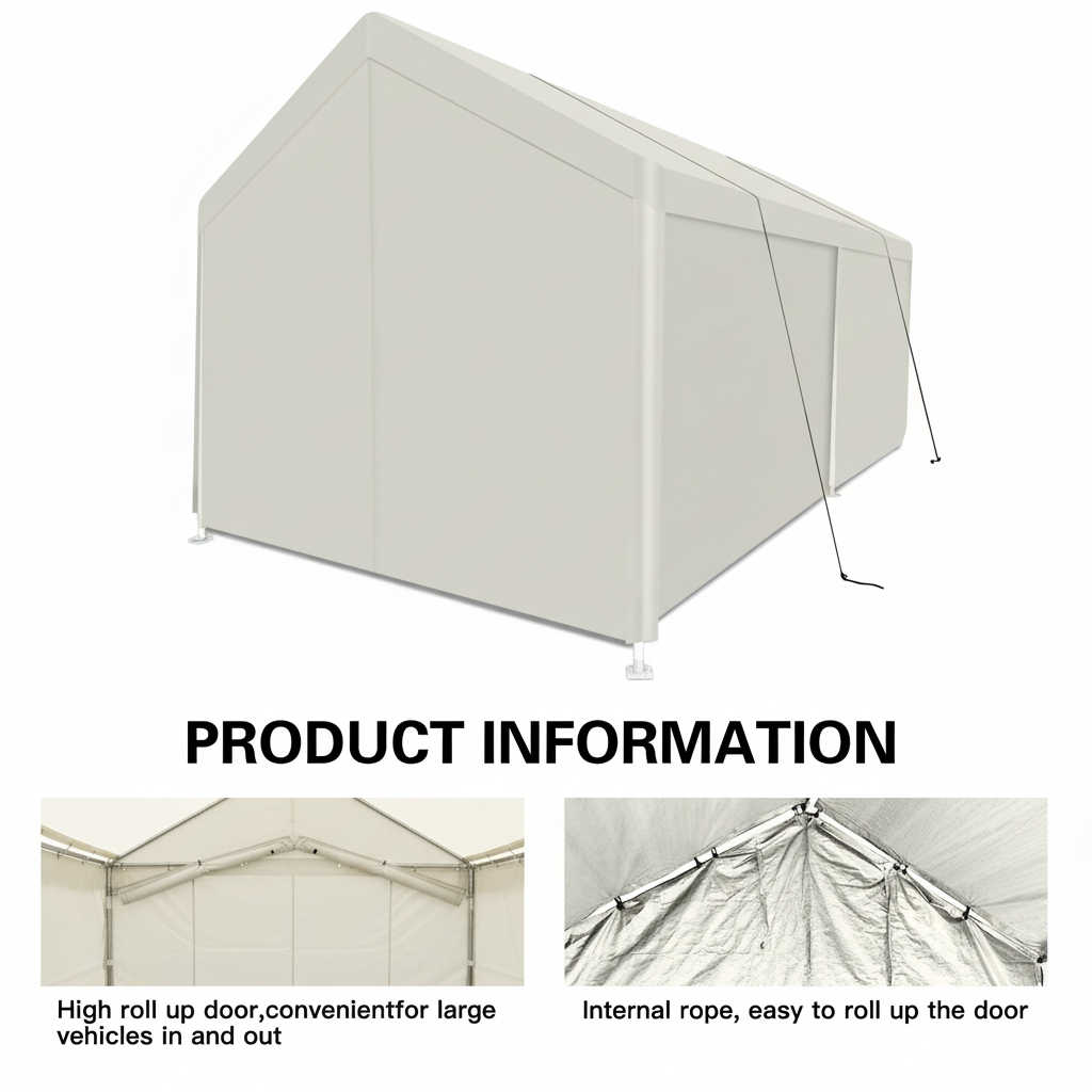 Carport, 12×20 Heavy Duty Portable Carport Garage Tent for Outdoor Storage Shelter white image 4