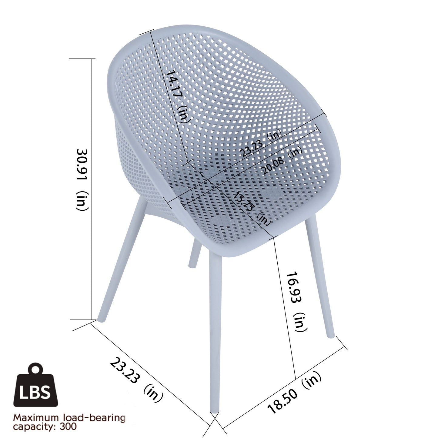 Summer - 2-Pack Light Blue Modern Lounge Chairs – Indoor/Outdoor All-Weather PP Plastic with 36 Inch Indoor/Outdoor Modern White Round PP Table image 11