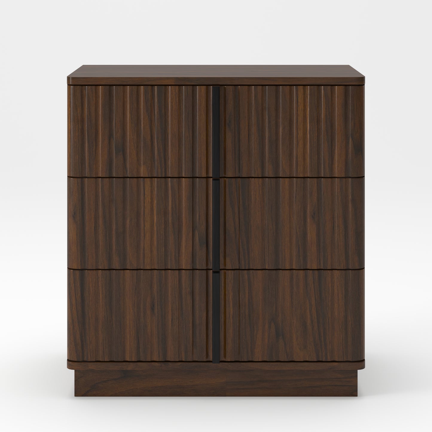25.39"Vertical Stripe Vintage 3 Drawer Nightstand Cost-Effective Retro Cabinet Furniture Modern Coffee Table,Suitable for Bedroom,Living Room and Home Office,Walnut(Set of 2) image 3