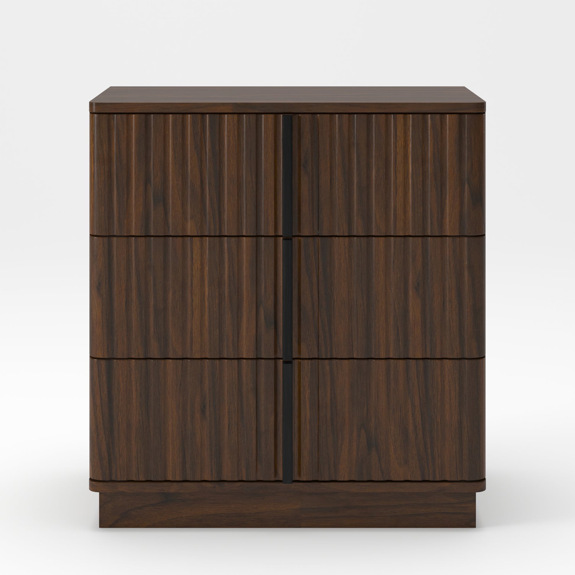 25.39"Vertical Stripe Vintage 3 Drawer Nightstand Cost-Effective Retro Cabinet Furniture Modern Coffee Table,Suitable for Bedroom,Living Room and Home Office,Walnut(Set of 2) image 3