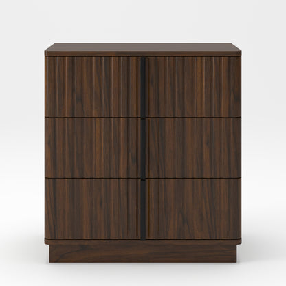 25.39"Vertical Stripe Vintage 3 Drawer Nightstand Cost-Effective Retro Cabinet Furniture Modern Coffee Table,Suitable for Bedroom,Living Room and Home Office,Walnut(Set of 2) image 3