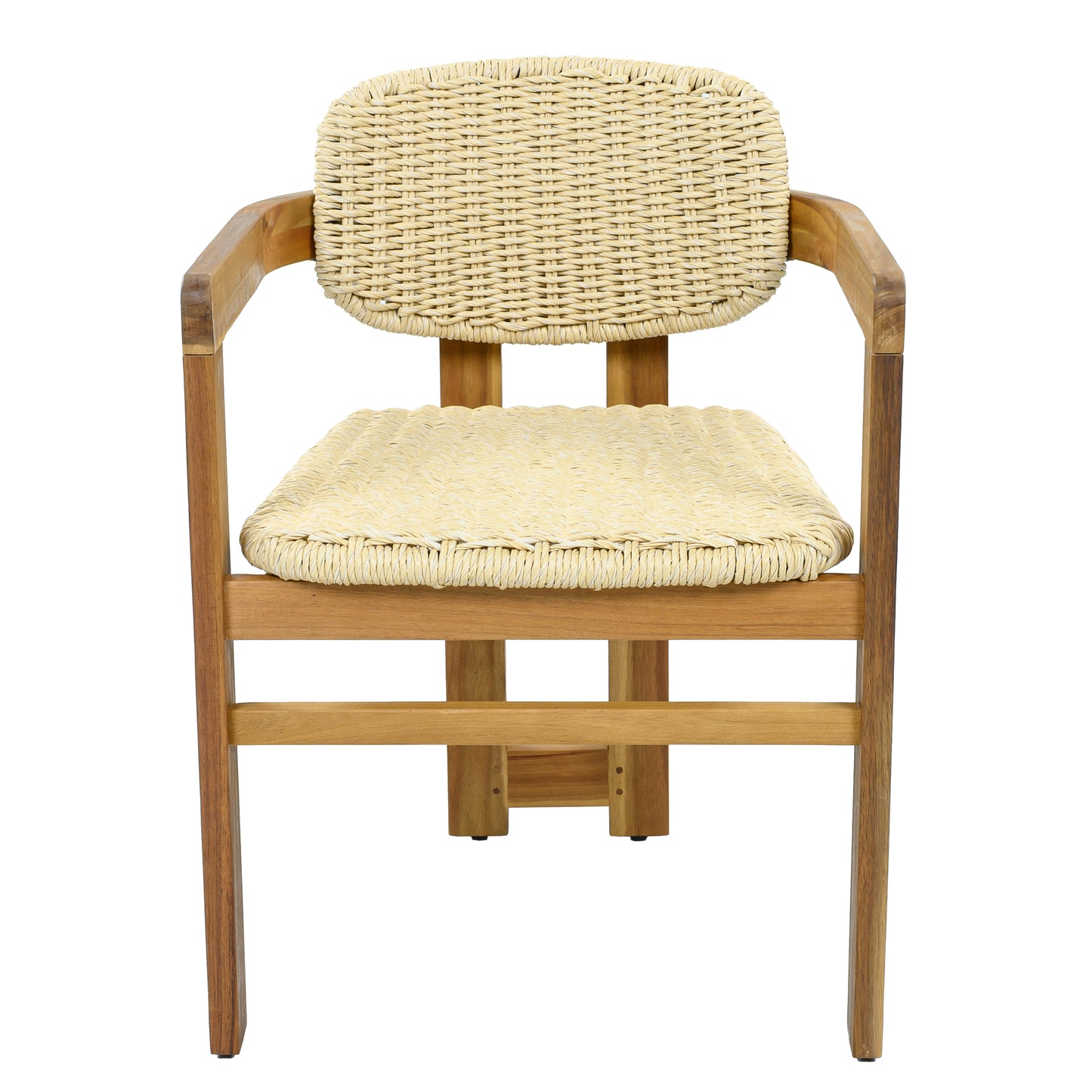 Outdoor Woven Rattan Chair Set Two Accent Chairs Stylish Outdoor Armchairs 2 Person Seating Group Ergonomic Garden Chairs for Patio, Outdoor, Teak Finish+Natural Rattan image 12