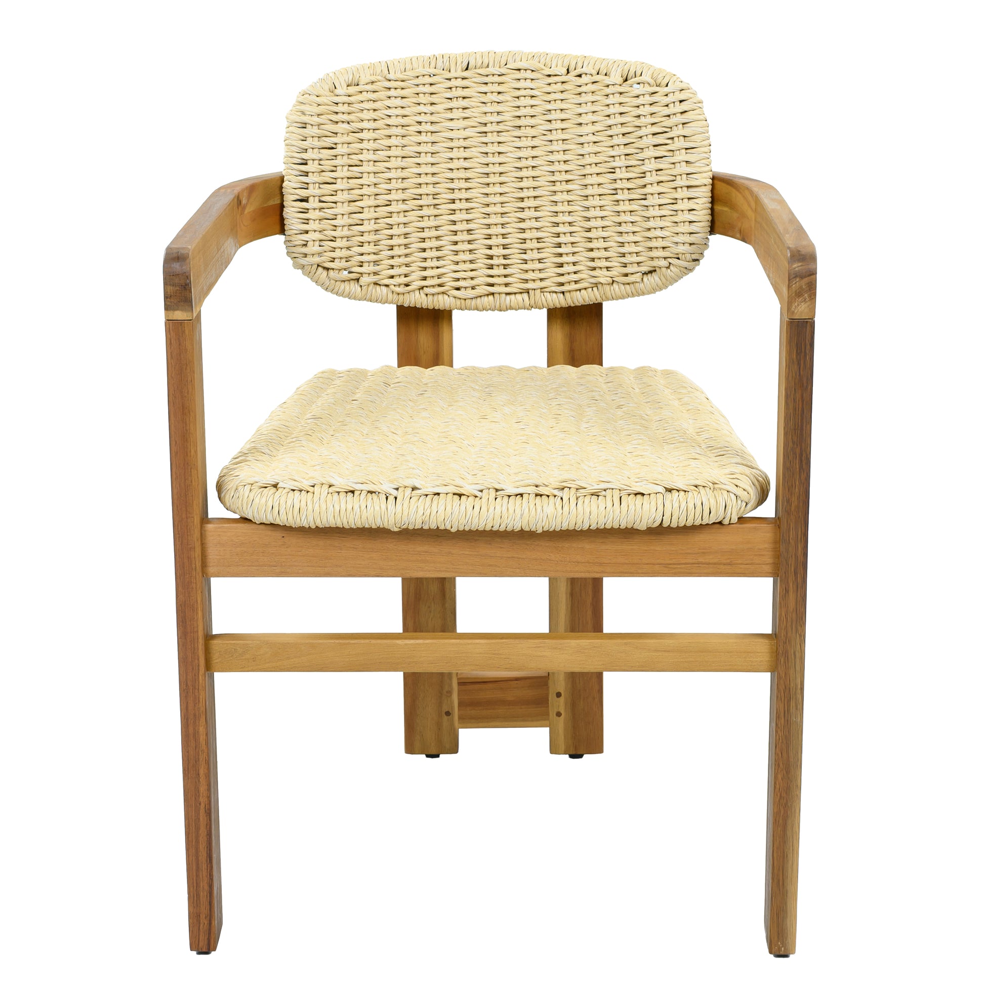 Outdoor Woven Rattan Chair Set Two Accent Chairs Stylish Outdoor Armchairs 2 Person Seating Group Ergonomic Garden Chairs for Patio, Outdoor, Teak Finish+Natural Rattan image 12