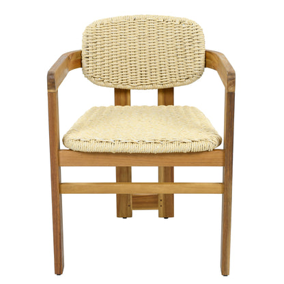 Outdoor Woven Rattan Chair Set Two Accent Chairs Stylish Outdoor Armchairs 2 Person Seating Group Ergonomic Garden Chairs for Patio, Outdoor, Teak Finish+Natural Rattan image 12