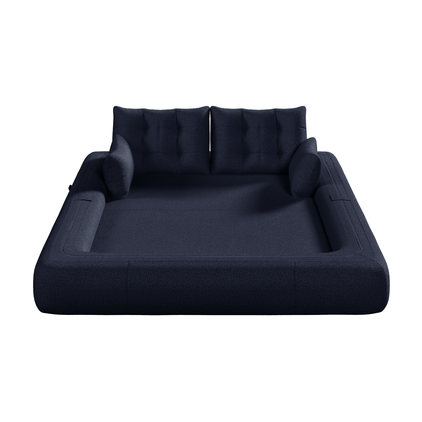 Human Dog Bed, Lazy Sofa Couch, 78.7" Multi-Functional Foldable Sofa Bed, 3-in-1 Sherpa Fleece Fabric Foam-Filled Sleeper Sofa Bed for Living Room,Guest Bed,Playroom,Dark blue image 11