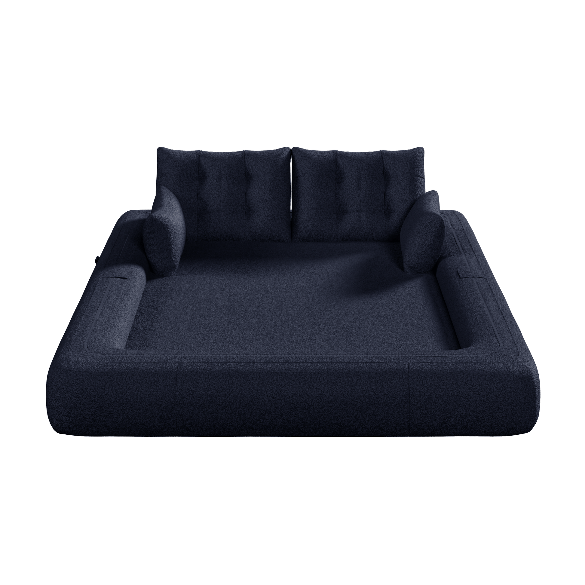 Human Dog Bed, Lazy Sofa Couch, 78.7" Multi-Functional Foldable Sofa Bed, 3-in-1 Sherpa Fleece Fabric Foam-Filled Sleeper Sofa Bed for Living Room,Guest Bed,Playroom,Dark blue image 11