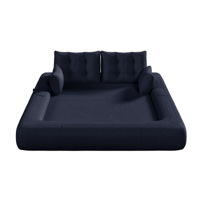 Human Dog Bed, Lazy Sofa Couch, 78.7" Multi-Functional Foldable Sofa Bed, 3-in-1 Sherpa Fleece Fabric Foam-Filled Sleeper Sofa Bed for Living Room,Guest Bed,Playroom,Dark blue image 11