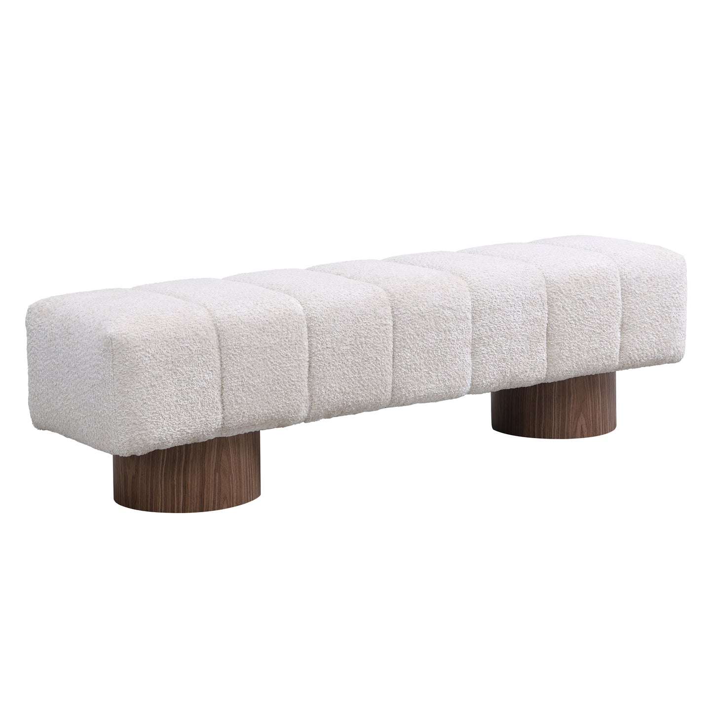 Upholstered Dining Bench for Dining Room, No-Assembly End of Bed Entryway Bench Ottoman for Bedroom Living Room, Beige Faux Fur Fabric, 300 LBS Weight Capacity image 5