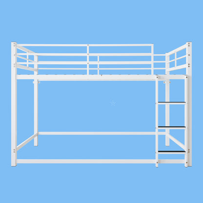 Bunk Bed with Ladder and high Guardrail Metal Bunk Bed, Storage Space, Noise Free,Twin Over Twin Size,WHITE image 6