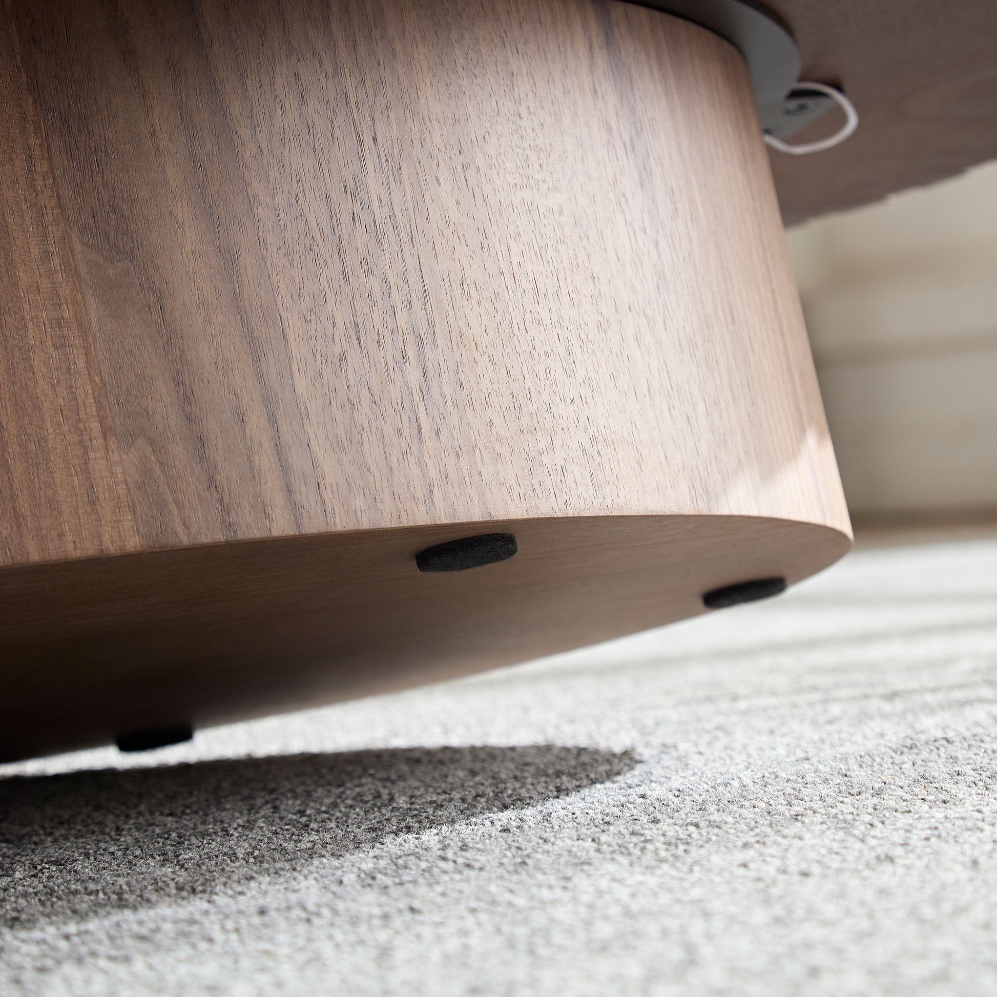 Modern Handcraft Drum Coffee Table Length 43.7 inch Ellipse Coffee Table for Living Room,Oval Small Coffee Table with Sturdy Pedestal,Walnut MDF,W2582P251185 image 9