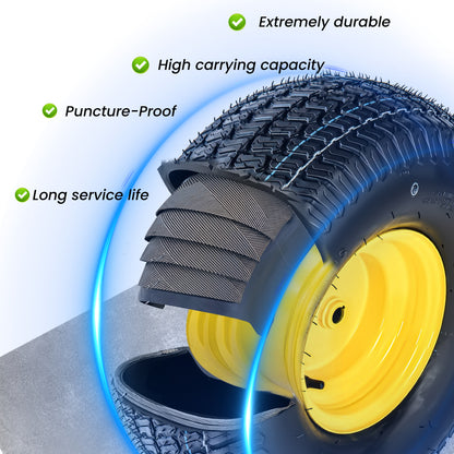 Set of 2 20x8.00-8 Lawn Mower Tires and Wheel Assembly, 4-Ply Tubeless Turf Tread Heavy Duty, 3.5" Centered Hub with 3/4" Bore and 3/16" Keyway, Yellow Steel Rim for Zero-Turn Mowers, 905 lbs Capacity image 4