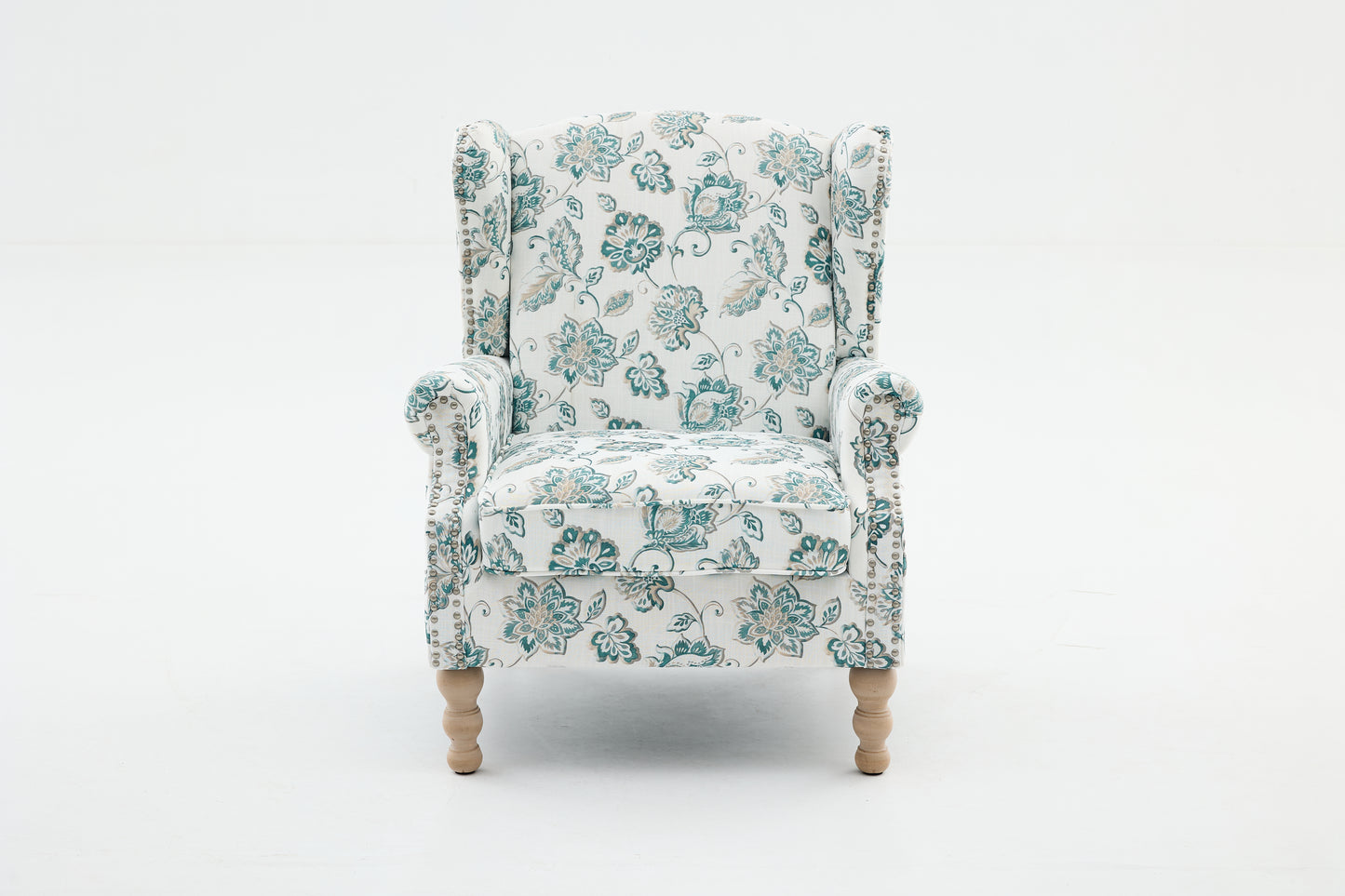 Modern Accent Chair with Retro Wood Legs, Comfy Upholstered Armchair, Floral Design Single Sofa Chair for Living Room Bedroom Office image 11