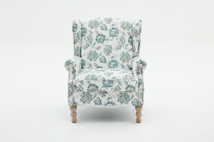 Modern Accent Chair with Retro Wood Legs, Comfy Upholstered Armchair, Floral Design Single Sofa Chair for Living Room Bedroom Office image 11