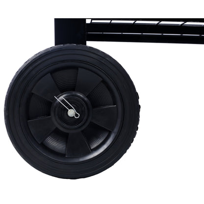 Products Elevated Mobile Raised Ergonomic Metal Planter Garden Bed for Backyard, Patio w/Wheels, Lower Shelf, black image 10
