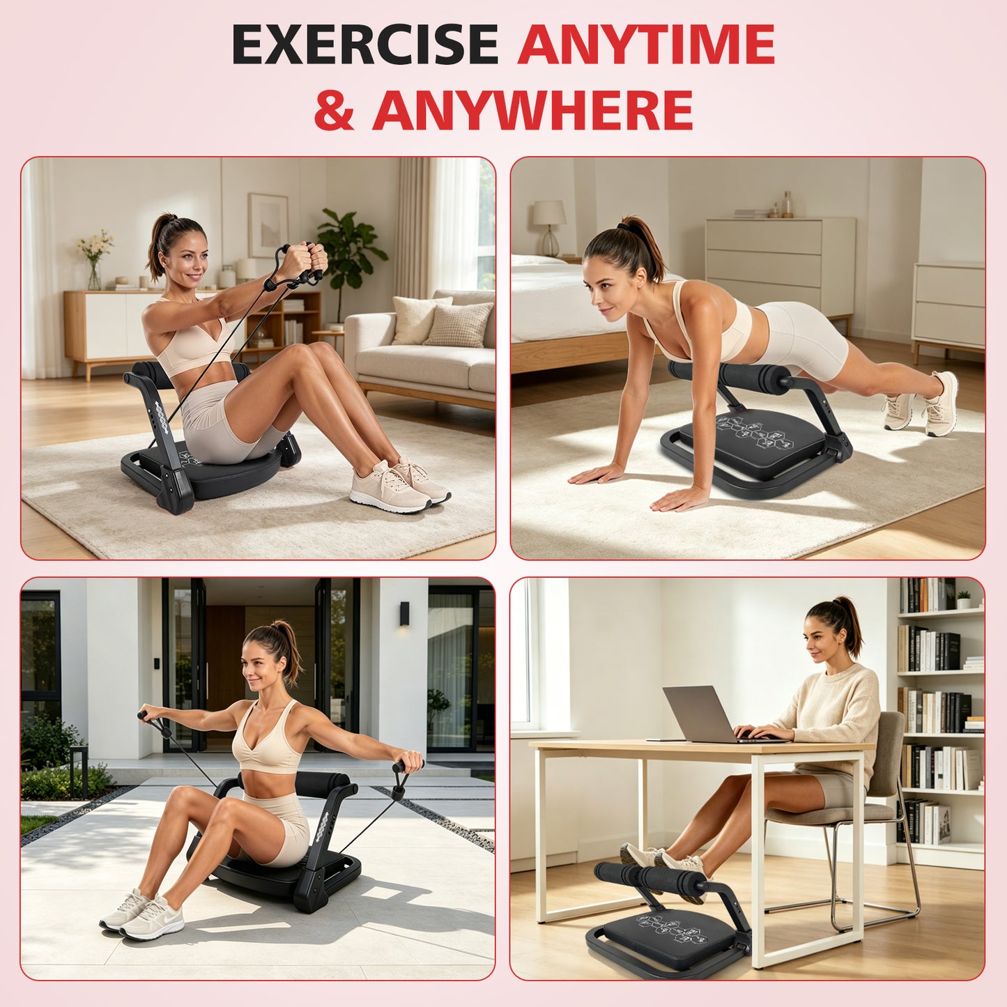 Ab Core Trainer Abdominal Machine for Home Gym with Resistance Bands Black image 7