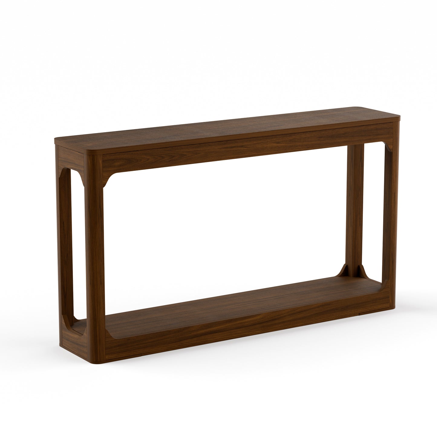 55.1-inch curved-leg storage table, ideal for entryways, slim wooden side table that can be placed behind a sofa, perfect for entryways, hallways, and doorways. Walnut,55.1"L*11.8"W*31.1"H image 9