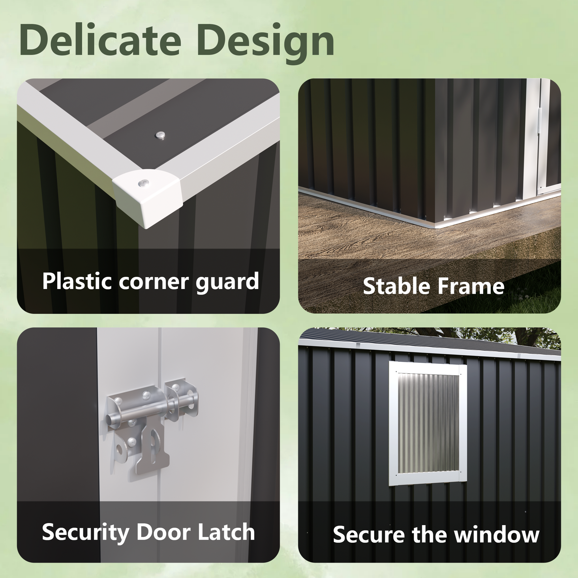 4X9 FT Metal Garden Shed with 1 Window Hinge Door Outdoor Storage image 2