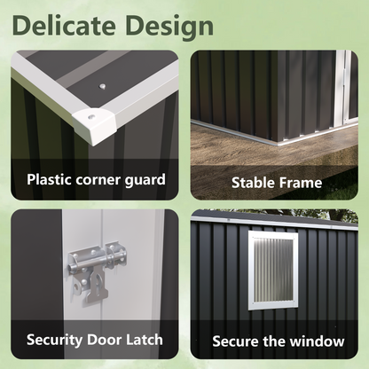 4X9 FT Metal Garden Shed with 1 Window Hinge Door Outdoor Storage image 2