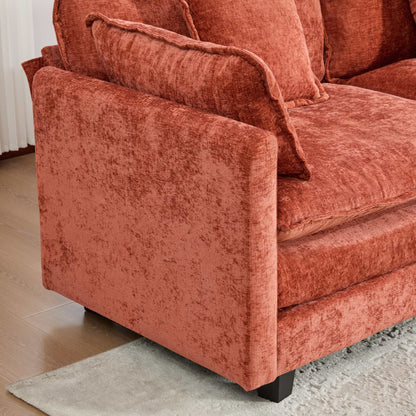 Cloud Sofa Armrests only, Modern Sectional Couch, for Living Room Bedroom and Apartment, Comfy Double Layer Upholstered Seat Cushion, Breathable Chenille Fabric, Orange,SW501EOG image 3