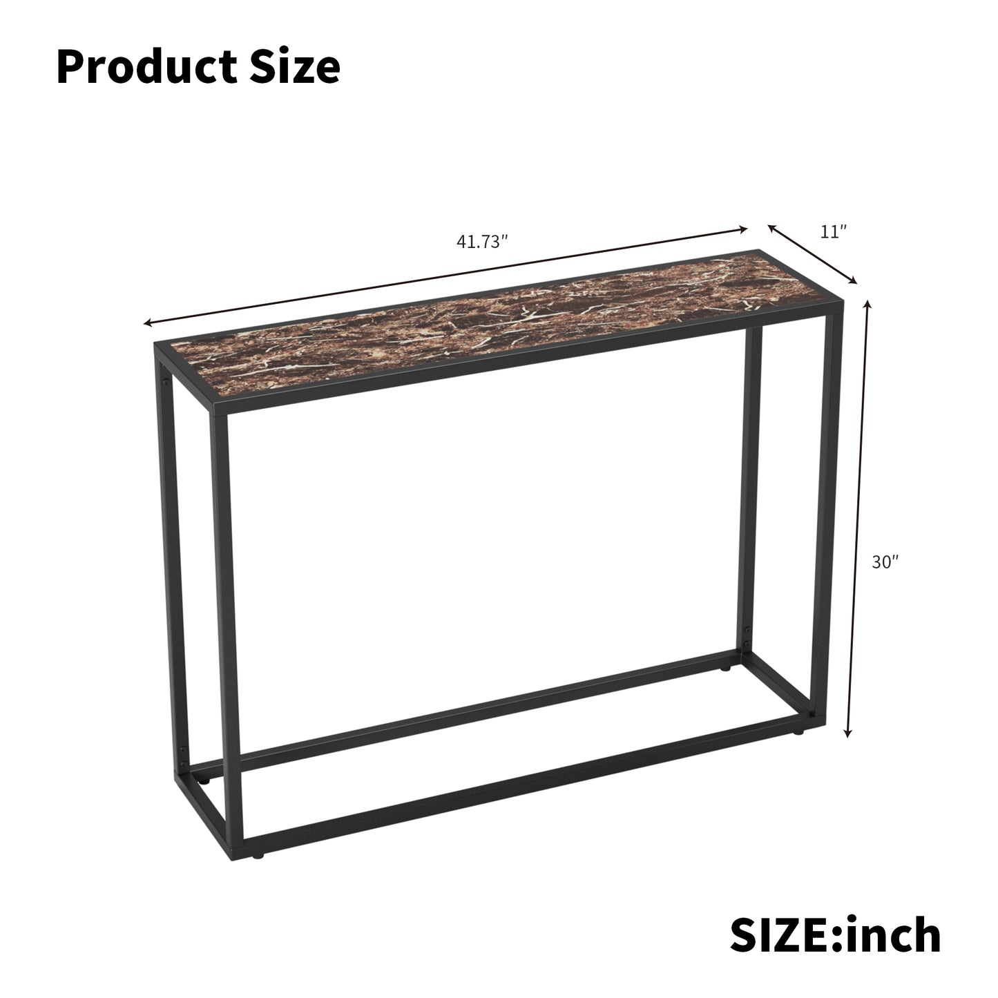 Narrow console table, high-end edge wrapped foyer table, entrance, industrial corridor table, living room, foyer, rural brown and black image 7