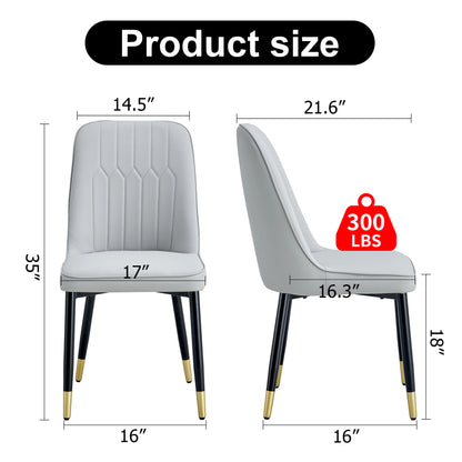 Modern dining chairs are equipped with light gray PU artificial leather backrest cushions and black metal legs, suitable for restaurants,kitchens,and bedrooms.Set of 4pieces (light gray+PU) image 4