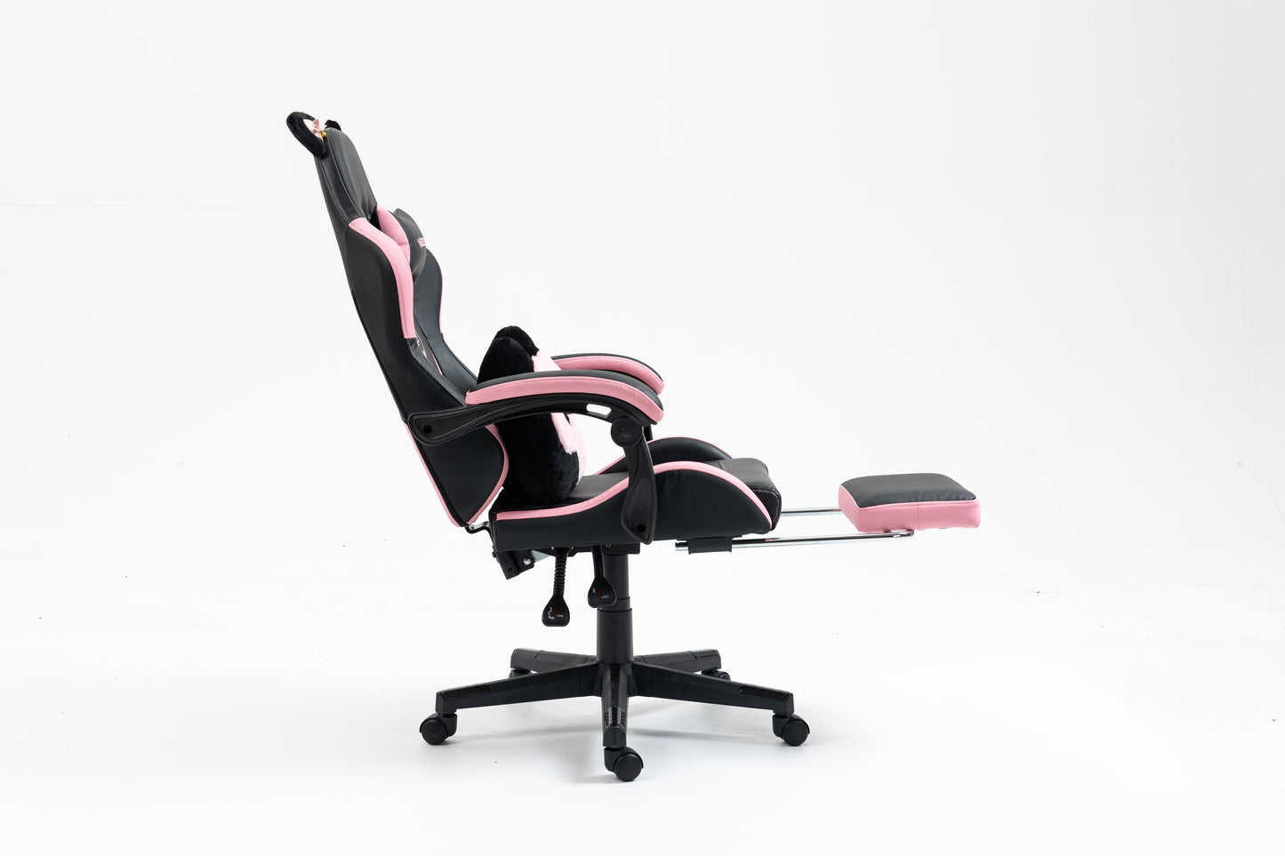 Cute Cat Gaming Chair with Paw Lumbar Cushion, PC Video Gamer Chair for Girl Teen Woman (Black) image 9