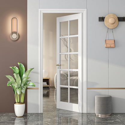 32" X 80"10-Lite Preassembled Clear Glass French Door, for Closet Pantry Bedroom Livingroom Study Office kitchen, Barn Doors-Shaker w/o Hardware image 4