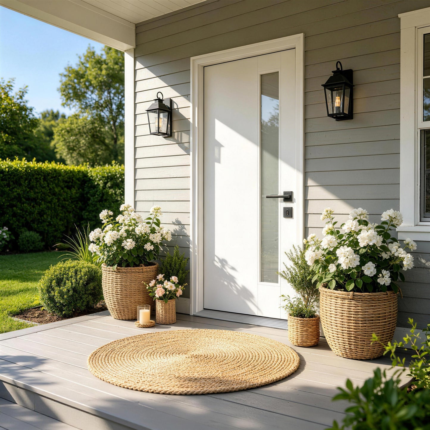 36"x80" Fiberglass Front Door with White 4-9/16" PVC Frame,Left-Hand Inswing Exterior Door with Brickmould,Contemporary minimalist smooth skin with frosted glass for Home Entrance,White image 1
