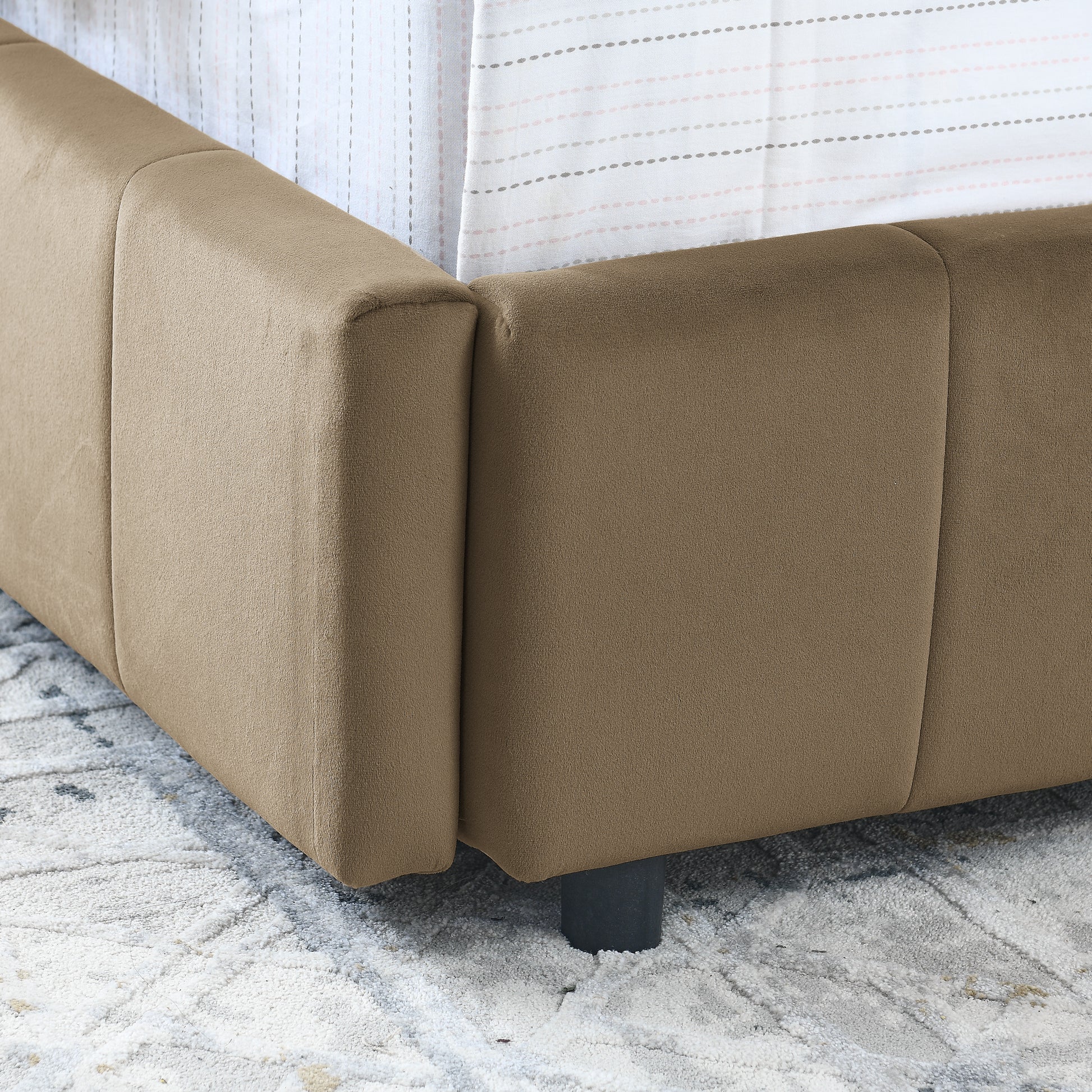 Full Size Storage Upholstered Tufted Bed Frame, Sofa Bed Frame with Comfortable Backrest and Armrests, Full Size Bed for Bedroom, Living Room,Velvet, BROWN(80.5''*59''*29.5'') image 9