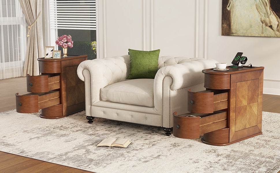 End Table with Charging Station,Sofa Side Table with Drawers, No Assembly Required(Expect Arrival Date 2025/4/16) image 9