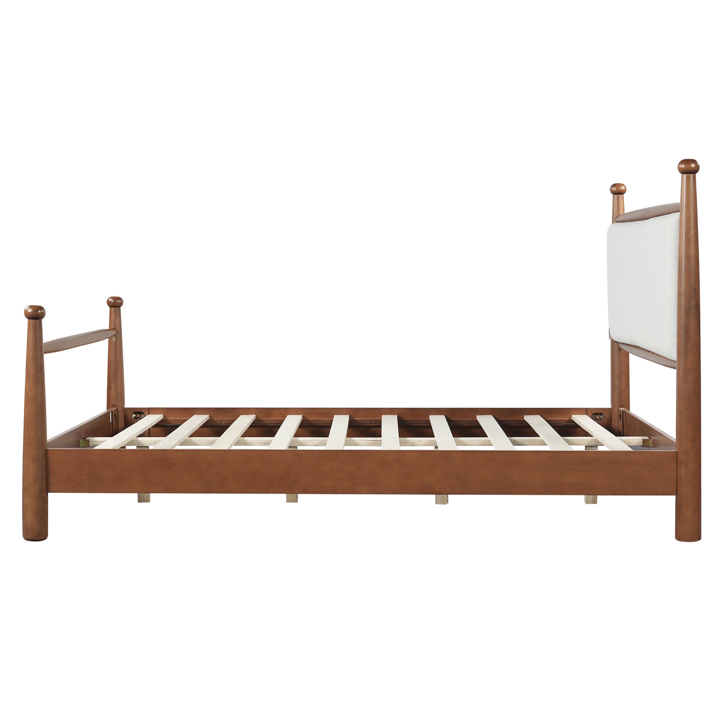 Solid Poplar & Plywood Bed Frame with Upholstered Headboard, Queen image 2