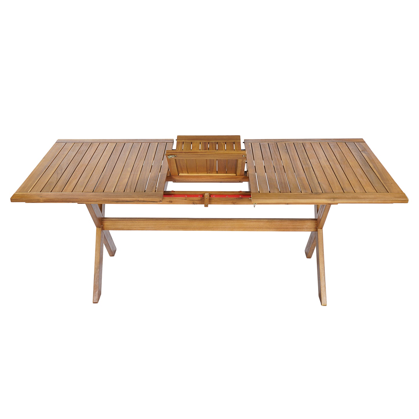 60"-76" Acacia Wood Outdoor Dining Table, Telescopic Table Ideal for Patio & Garden Gatherings, Teak Finish image 7