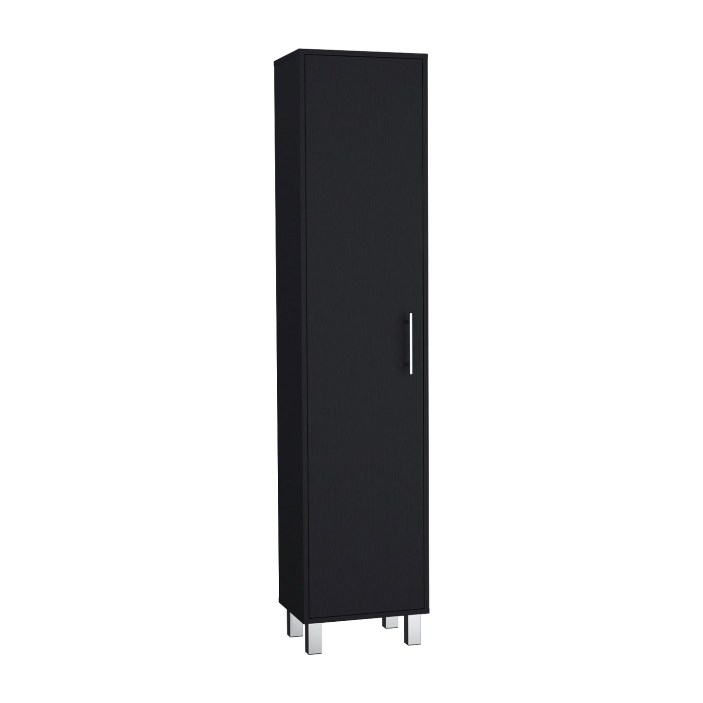 Storage Cabinet 71"H with 5-Tier Shelf, 3 Broom Hangers and Metal hardware, Black image 5